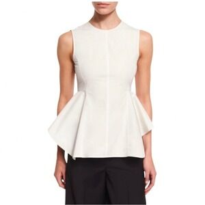 Theory Kalsingts Light Poplin Sleeveless Peplum Top Ivory Size P US 00/0